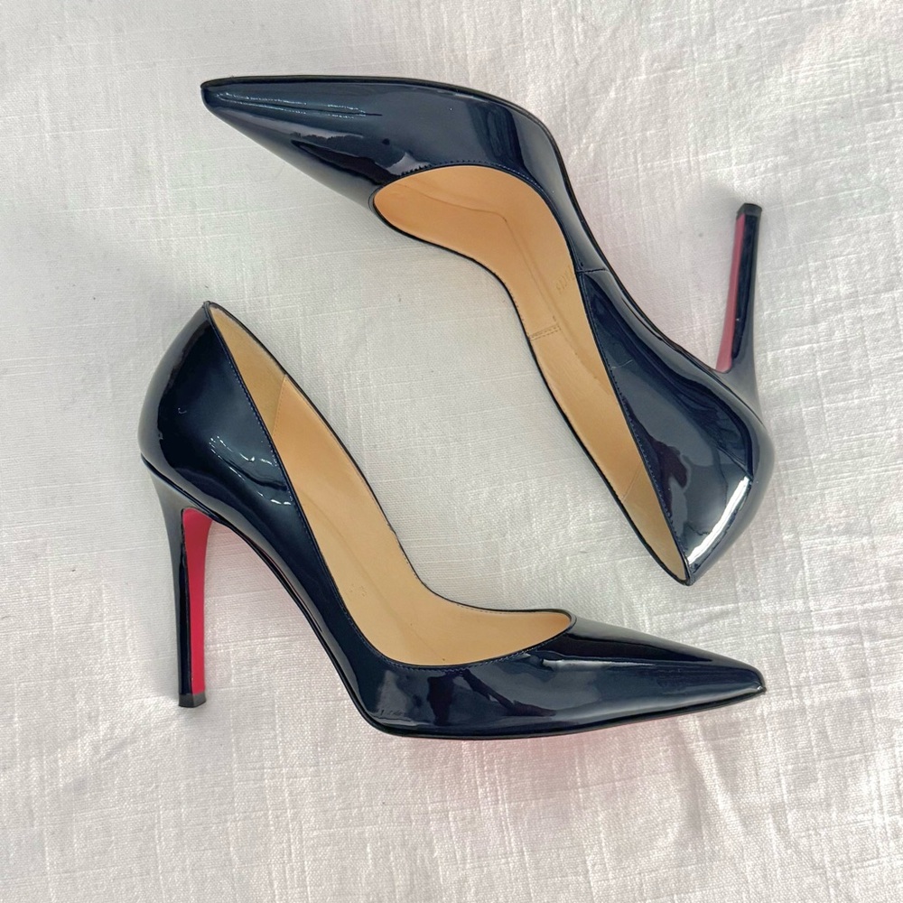 Christian Louboutin New Decol Tissimo 100 Patent BL5J Navy Sz 36 - Picture 3 of 8